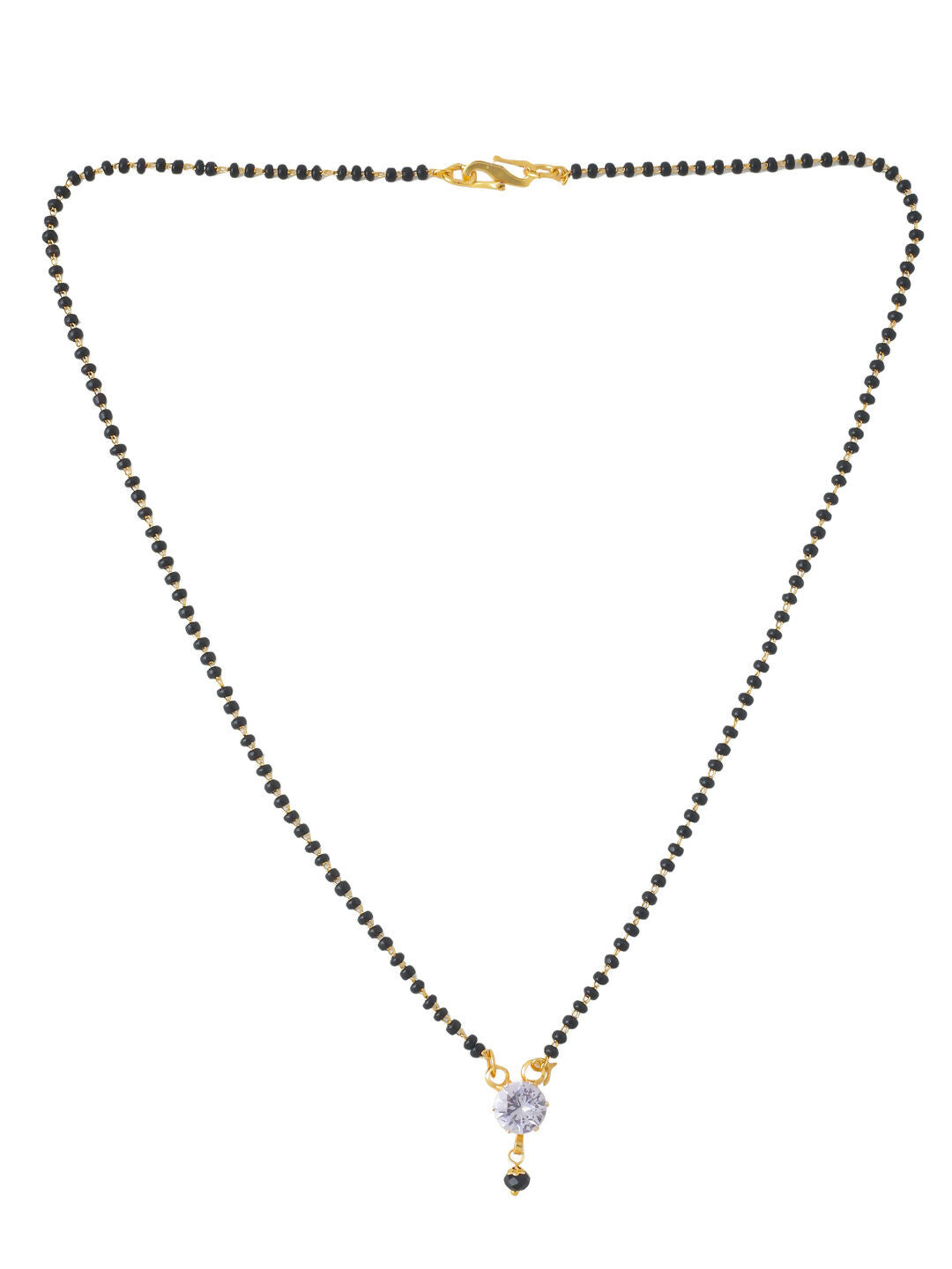 NVR Women's's Set of 2 Black Gold-Plated Beaded Mangalsutra With Ad Stone - Distacart
