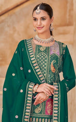 Thumbnail for Anaita Green Vichitra Silk Readymade Suit with Embroidery & Lace Work - Distacart
