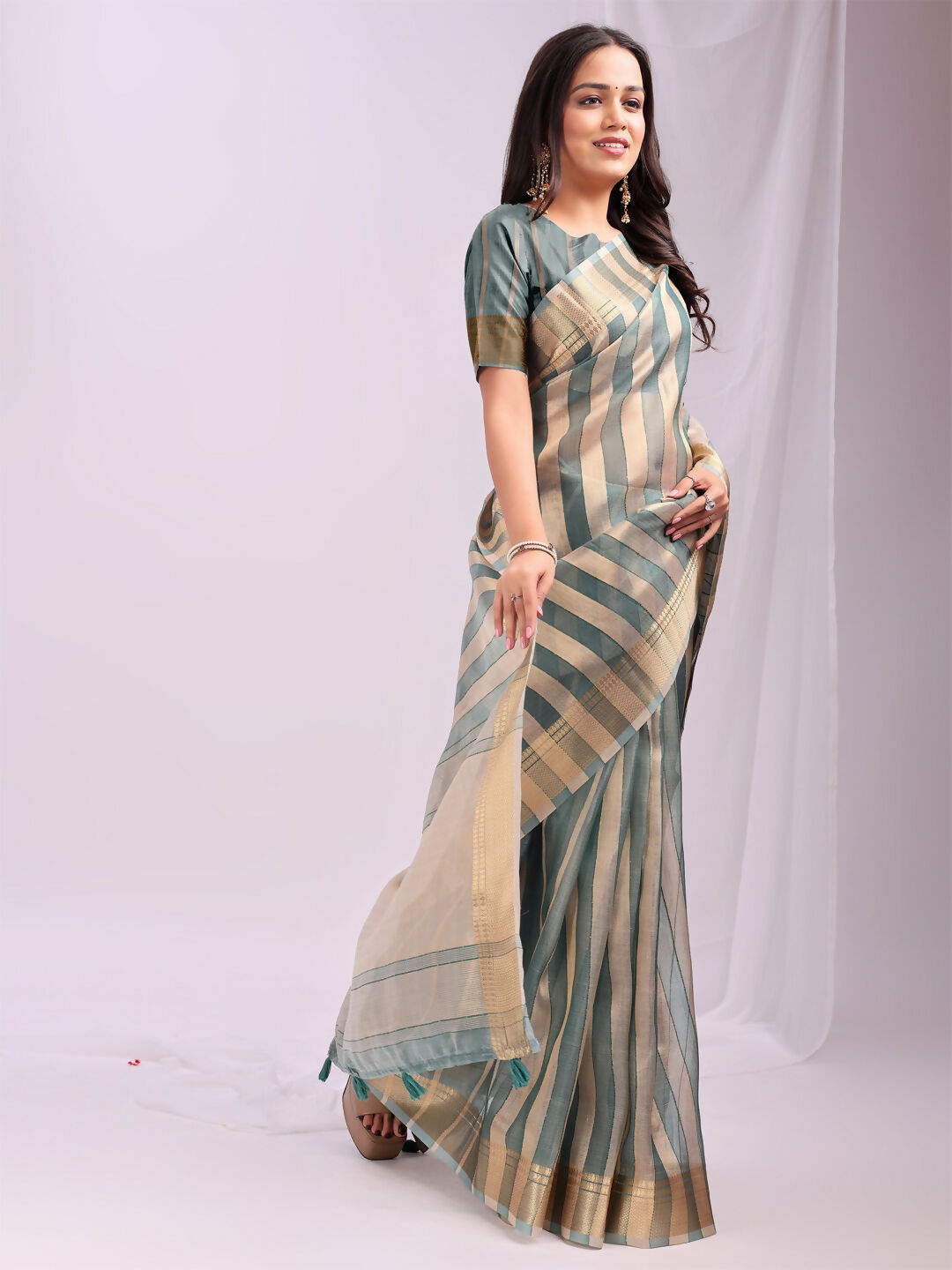Astita Organza Green Saree