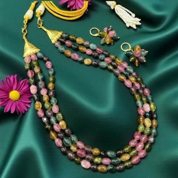 Joban Fashion Women Multi Imitation Multi Tourmaline Beads / Multicolor Quartz Beads Necklace In 3 Layers - Distacart
