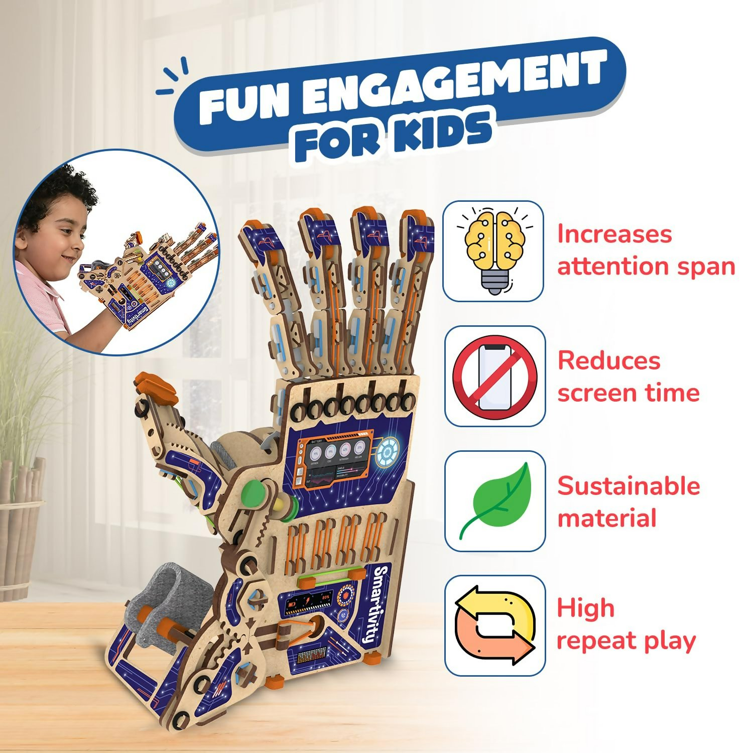 Smartivity Robotic Mechanical Hand Toy for Kids 8-10-12-14 Years Old Parents Choice Award Winner