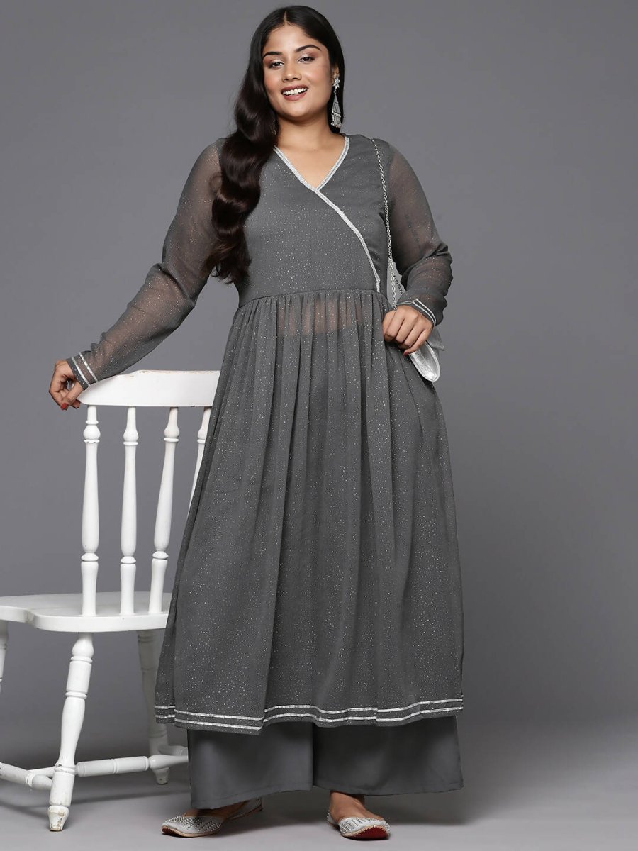Ahalyaa Women's Traditional wear Kurta Set - Grey - Distacart