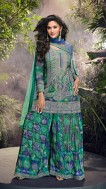 Thumbnail for Anaita Blue Chinon Stitched Suit with Embroidery & Sequence Work - Distacart