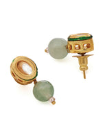 Thumbnail for Ruby Raang Green Aventurine Kundan Studs