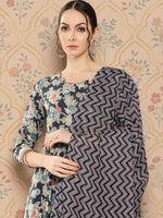 Thumbnail for Yufta Women Floral Printed Regular Pure Cotton Kurta with Trousers & With Dupatta