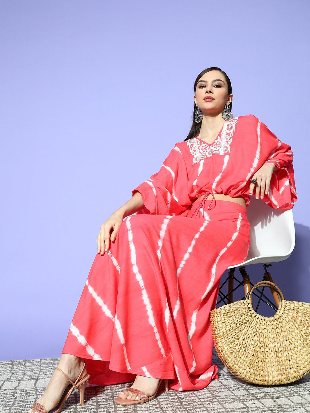 Yufta Women Lehriya Print Top With Skirt - Distacart