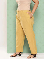 Thumbnail for Yufta Women Plus Size Beige Cotton Ethnic Trousers - Distacart