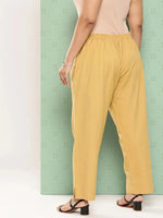 Thumbnail for Yufta Women Plus Size Beige Cotton Ethnic Trousers - Distacart