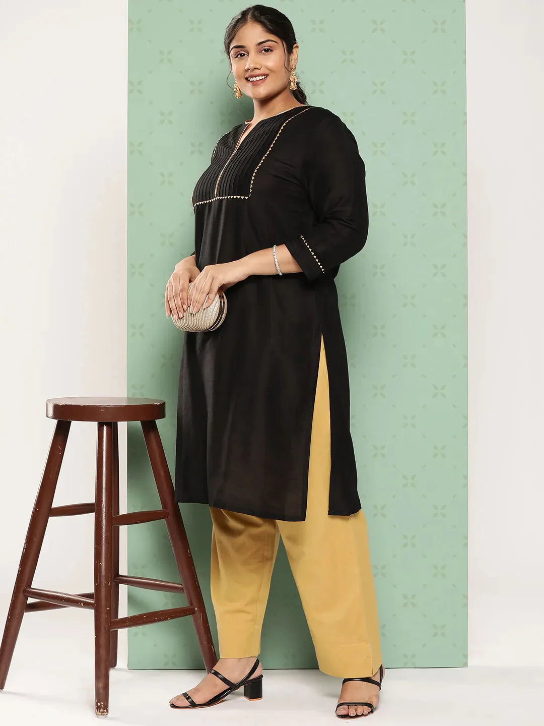 Yufta Women Plus Size Beige Cotton Ethnic Trousers - Distacart