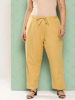 Thumbnail for Yufta Women Plus Size Beige Cotton Ethnic Trousers - Distacart