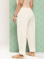 Thumbnail for Yufta Women Plus Size Cream Pure Cotton Ethnic Trousers - Distacart