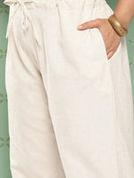 Thumbnail for Yufta Women Plus Size Cream Pure Cotton Ethnic Trousers - Distacart