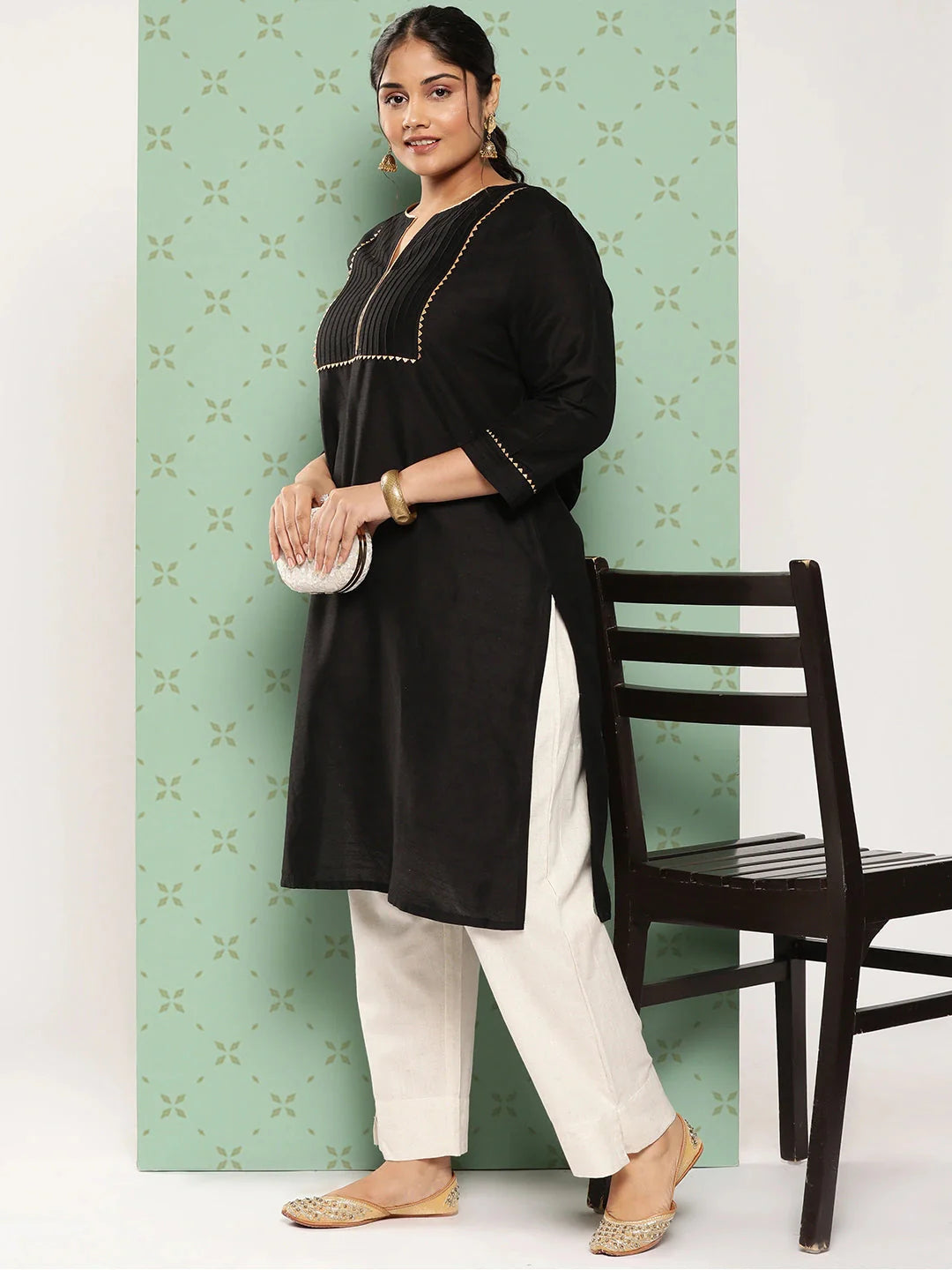Yufta Women Plus Size Cream Pure Cotton Ethnic Trousers - Distacart