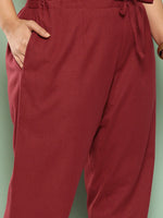 Thumbnail for Yufta Women Plus Size Maroon Cotton Ethnic Trousers - Distacart