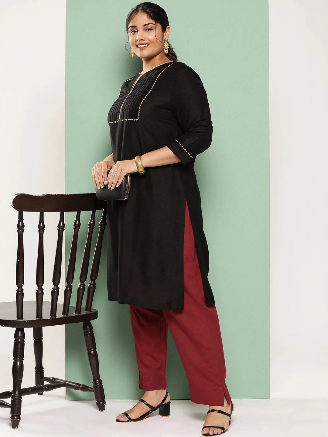 Yufta Women Plus Size Maroon Cotton Ethnic Trousers - Distacart