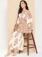 Thumbnail for Yufta Women Printed Pure Cotton Ethnic Co-Ords - Distacart
