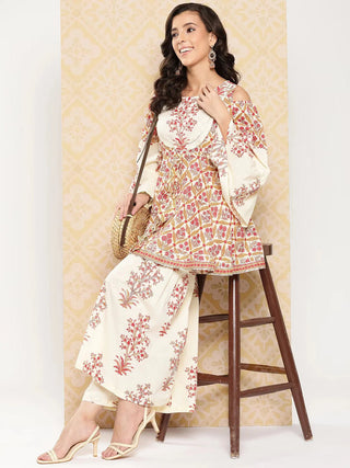 Yufta Women Printed Pure Cotton Ethnic Co-Ords - Distacart