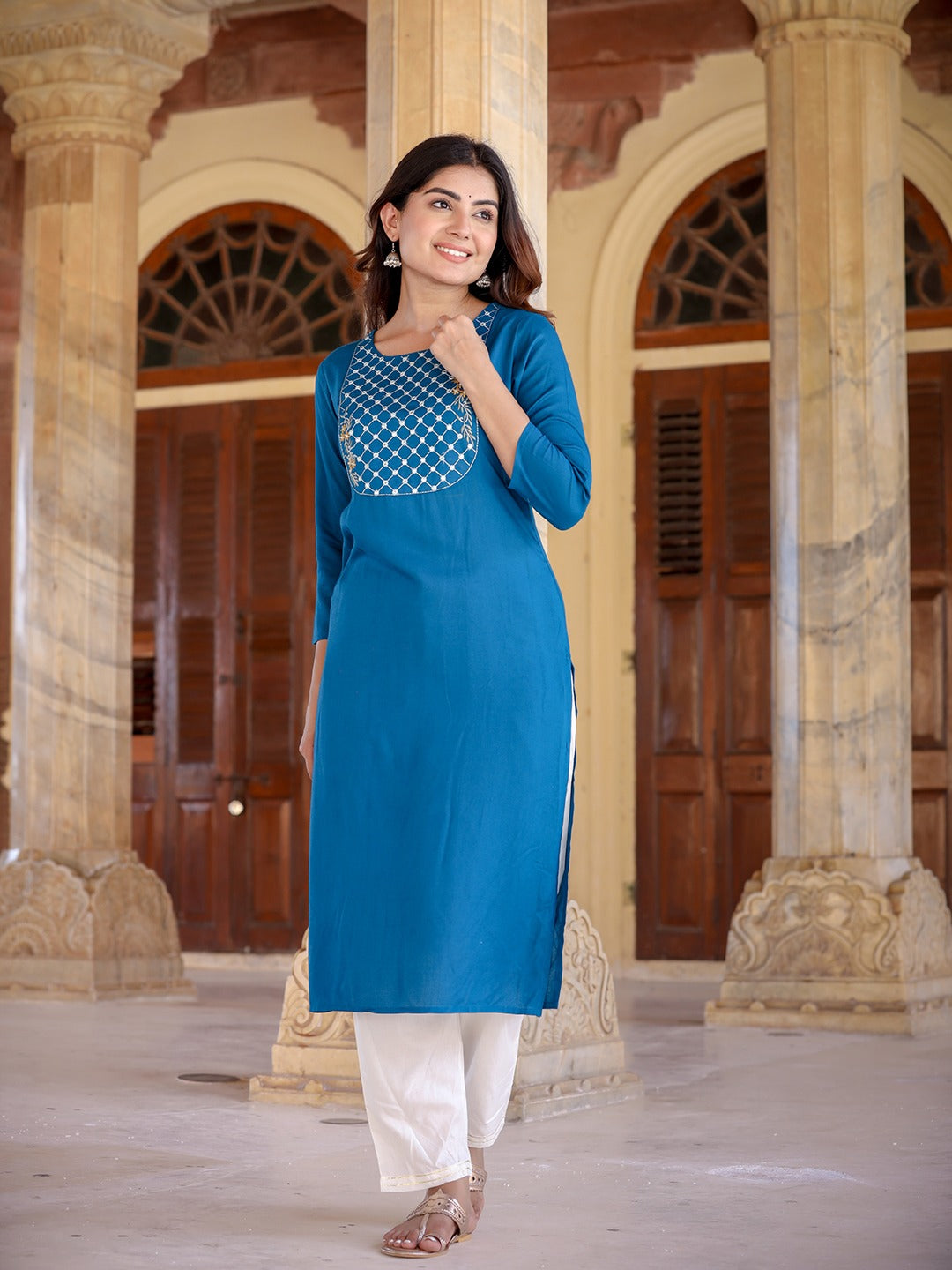 Yufta Women Yoke Design Chikankari Kurta - Distacart