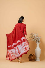 Thumbnail for Joban Fashion Red Tie & Dye Cotton Suit Set - Distacart