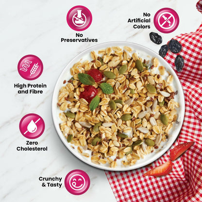 Munchilicious Muesli - Fruit & Nut, 75% Nuts, Grains, Seeds, Fruits & Berries - Distacart