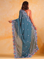 Thumbnail for Anouk Floral Embroidered Pure Georgette Saree