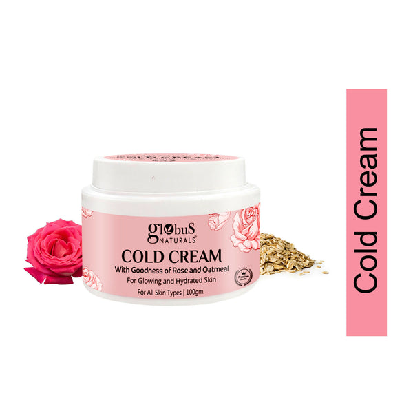 Globus Naturals Cold Cream with Goodness of Rose & Oatmeal For Glowing and Hydrated Skin, All Skin Types