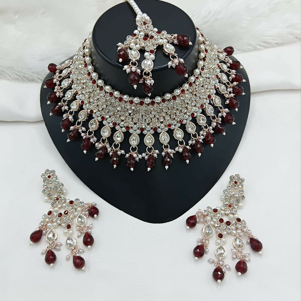 Joban Fashion Women Maroon Stone Work Necklace Set - Distacart