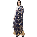 Thumbnail for A R Silk payal Gold Print Fancy Dupatta Color Navy Dupatta or Chunni