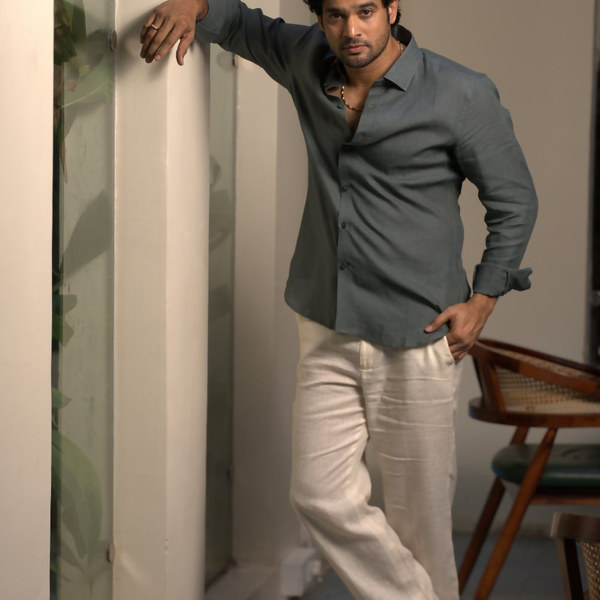 Linen Green Aqua Mist Shirt By Hilo Design