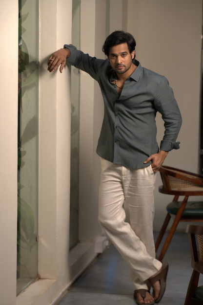 Linen Green Aqua Mist Shirt By Hilo Design - Distacart