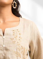 Thumbnail for Joban Fashion Beige Linen Embroidered Readymade Cord Set - Distacart