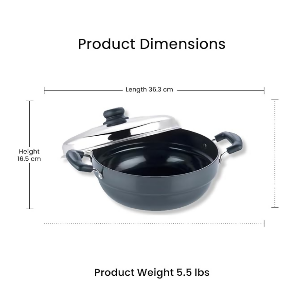 Vinod Black Pearl Hard Anodised Multi Kadai - Dista