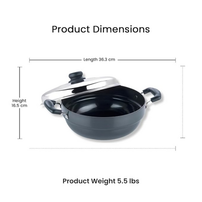 Vinod Black Pearl Hard Anodised Multi Kadai - Dista