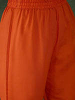 Thumbnail for The52 Orange Women's Gorgeous Embroidered Chinon Fabric Flared Kurta Pant and Dupatta Set - Distacart