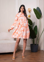 Thumbnail for Juniper Lamora Orange Leaf Breeze Shirt Dress - Distacart