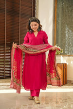 Thumbnail for The52 Rani Women's Beautiful South Cotton Fabric Straight Kurta with Pant And Dupatta Set - Distacart