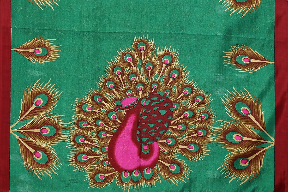 Vamika green Printed Art Silk Saree - Distacart