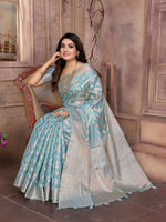 Thumbnail for Aastha Fashion Sky Soft Organza Silk Weaving Saree - Distacart