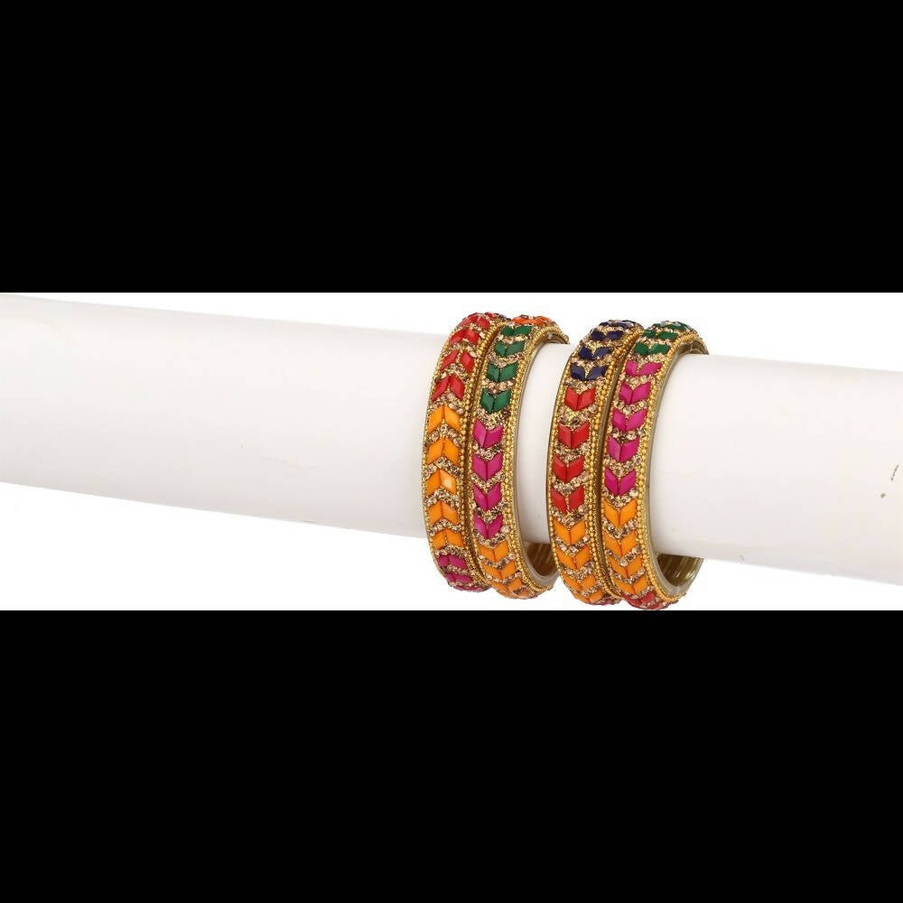Afast Bridal Wedding & Party Fashionable Colorful Glass Bangle/Kada Set, Pack Of 4 - Multicolor - Distacart