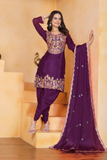 Thumbnail for Joban Fashion Wine Silk Embroidered Dhoti Dhoti Set - Distacart