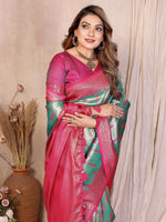 Thumbnail for Aastha Fashion Sea Green Tissue Silk Paithani Woven Saree - Distacart