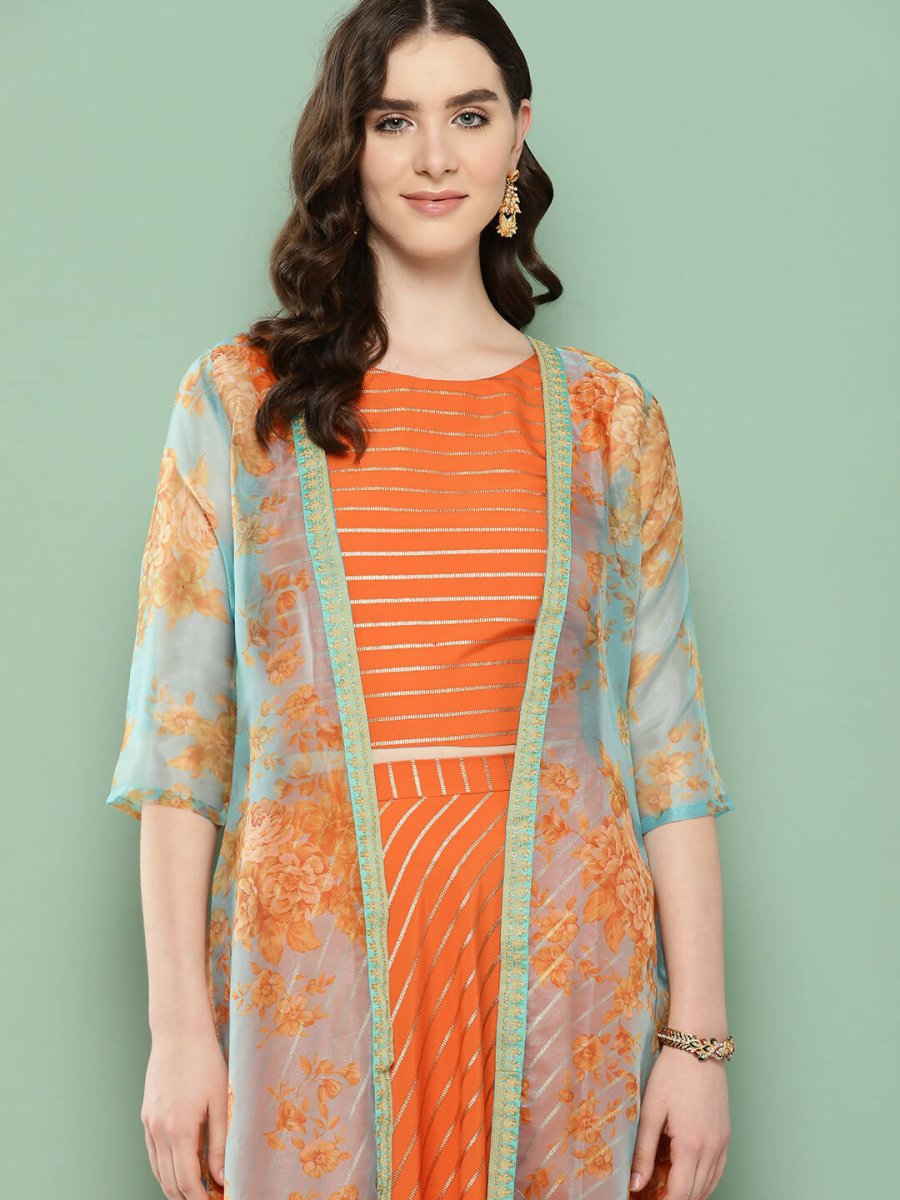 Ahalyaa Women's Traditional Wear Co-ods - Orange - Distacart