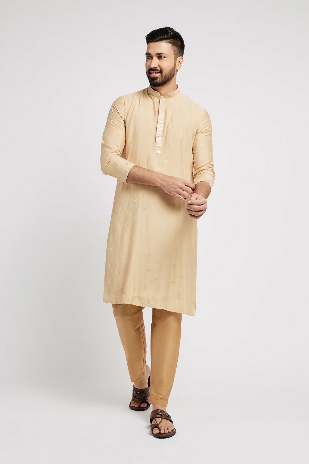 Ethnic India Beige Men's Kurta Ethnic Motifs - Distacart