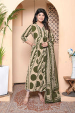 Thumbnail for Miravan Women'S Polka Dot Printed Pure Cotton Anarkali Kurta With Dupatta - Distacart