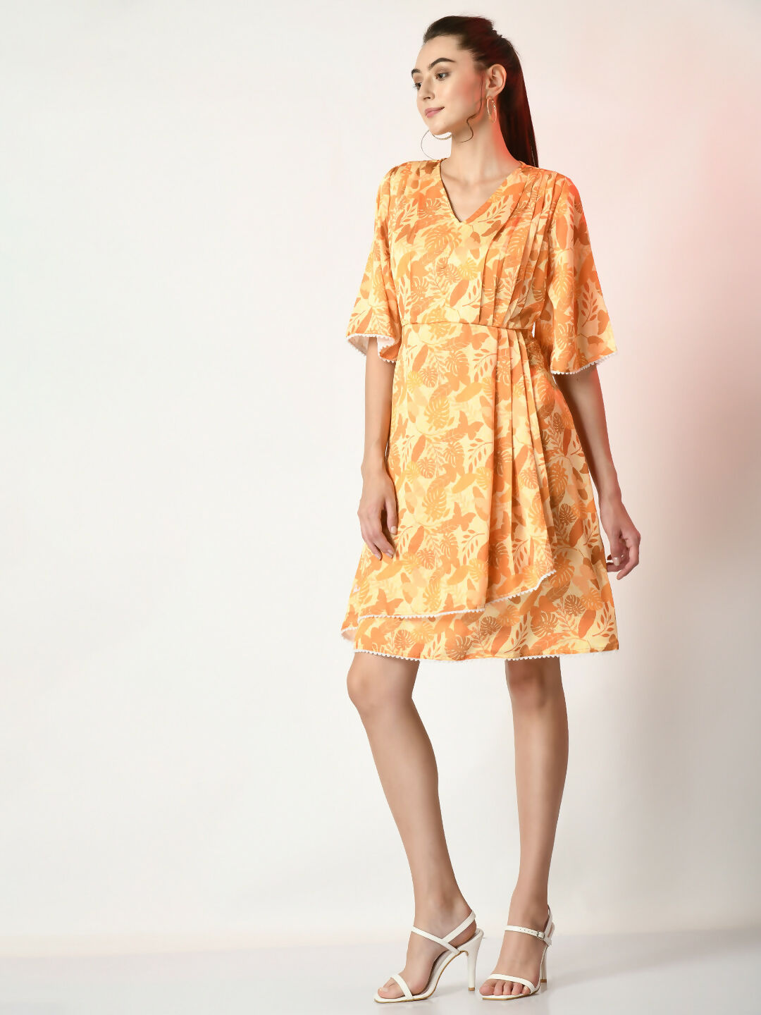 Myshka Women's Yellow Printed Dress - Distacart