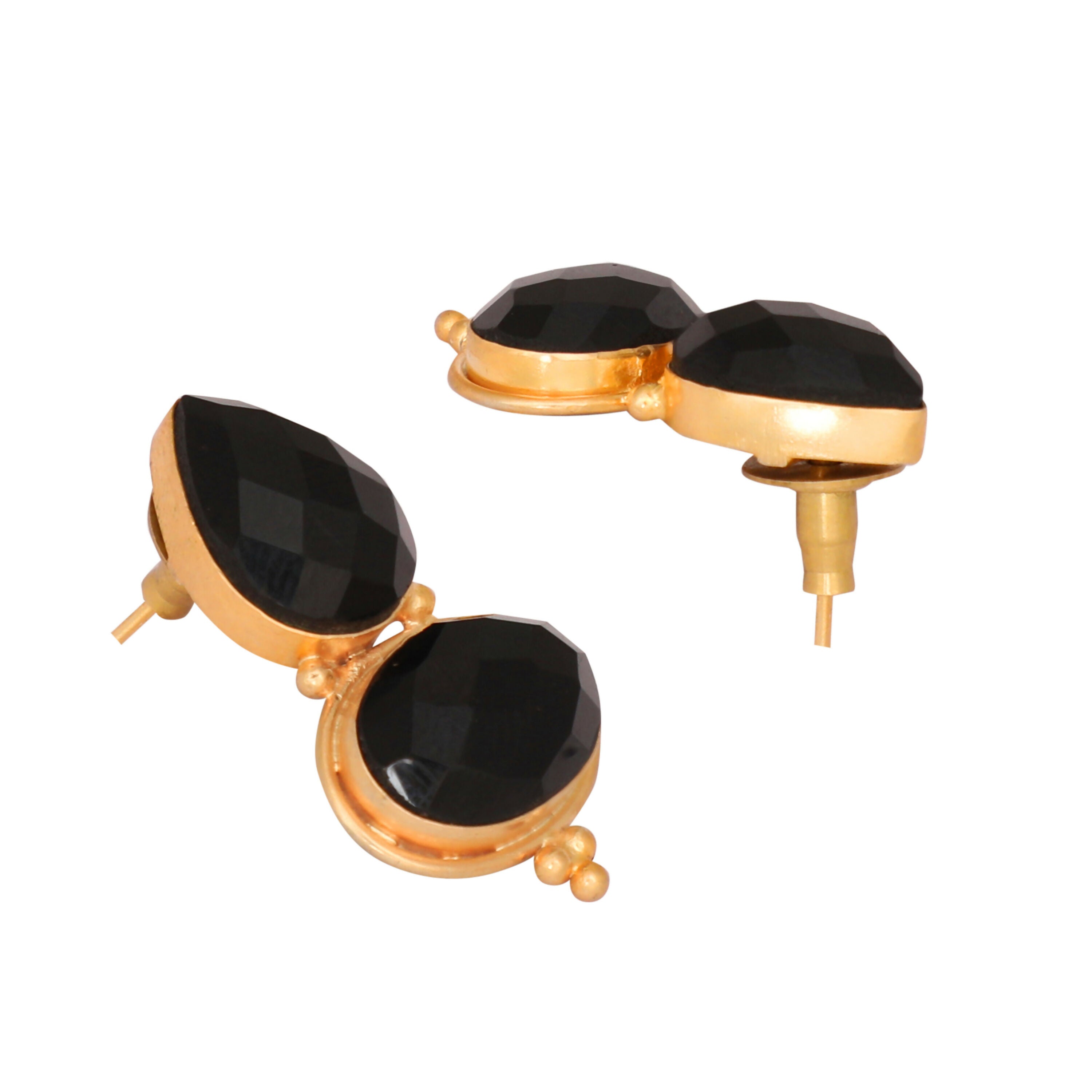 Nuyug 22K Gold Plated Black Embrace Earrings