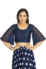 Thumbnail for Aastha Fashion Women's Women's Navy Blue Art Silk Umbrella Sleeves Readymade Blouse - Distacart