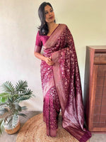 Thumbnail for Anouk Floral Woven Design Zari Banarasi Saree