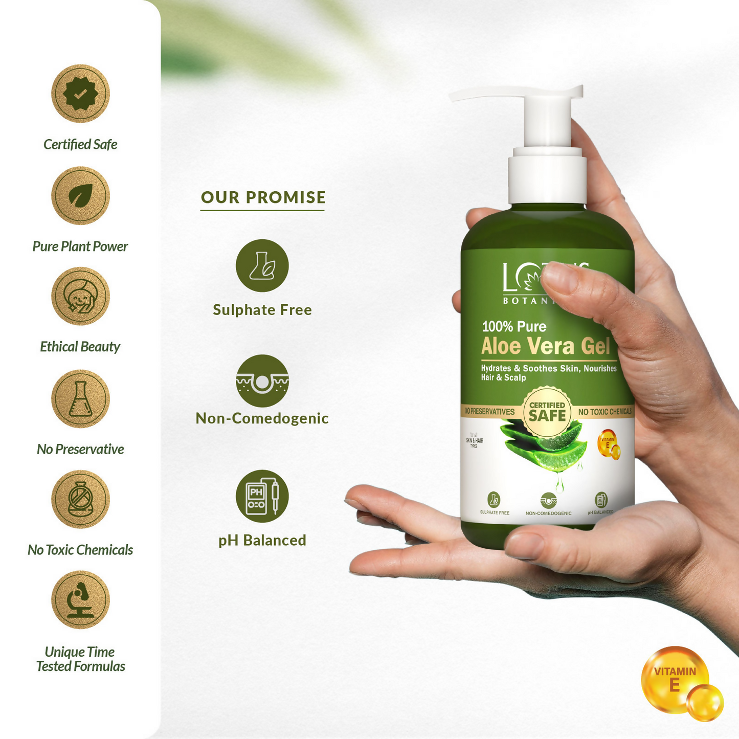 Lotus Botanicals 100% Pure Aloe Vera Gel With Vitamin E - Distacart
