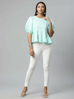 Thumbnail for Ahalyaa Women Summer Blue Cotton Printed Tunic - Distacart